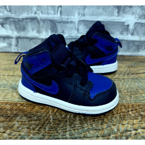 Nike Air Jordan 1 Mid Obsidian Royal Black White 640735-412 Baby Size 4C New - Picture 2 of 6